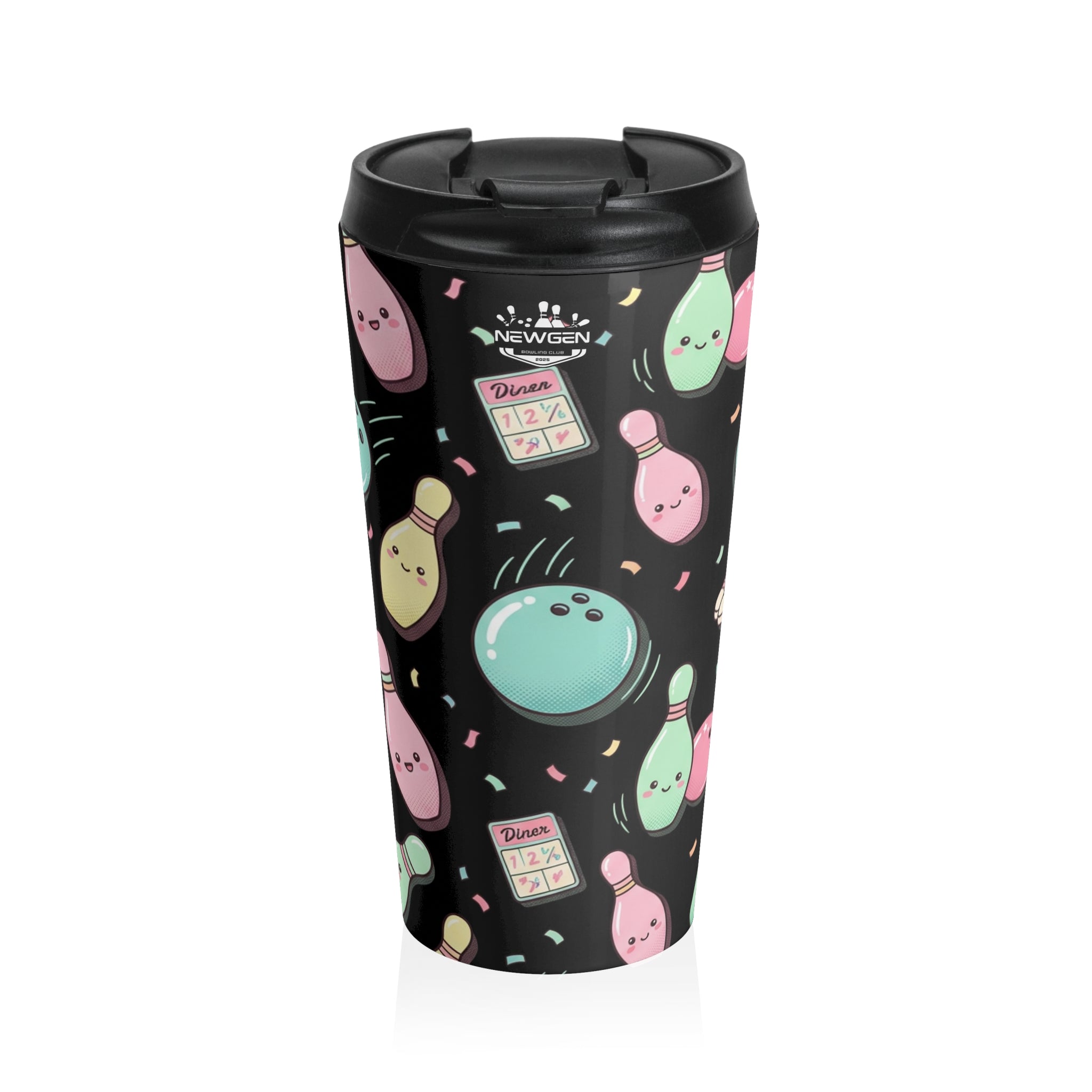 Kawaii Bowling Stainless Steel Travel Mug — Cute Bowlers Coffee Tumbler