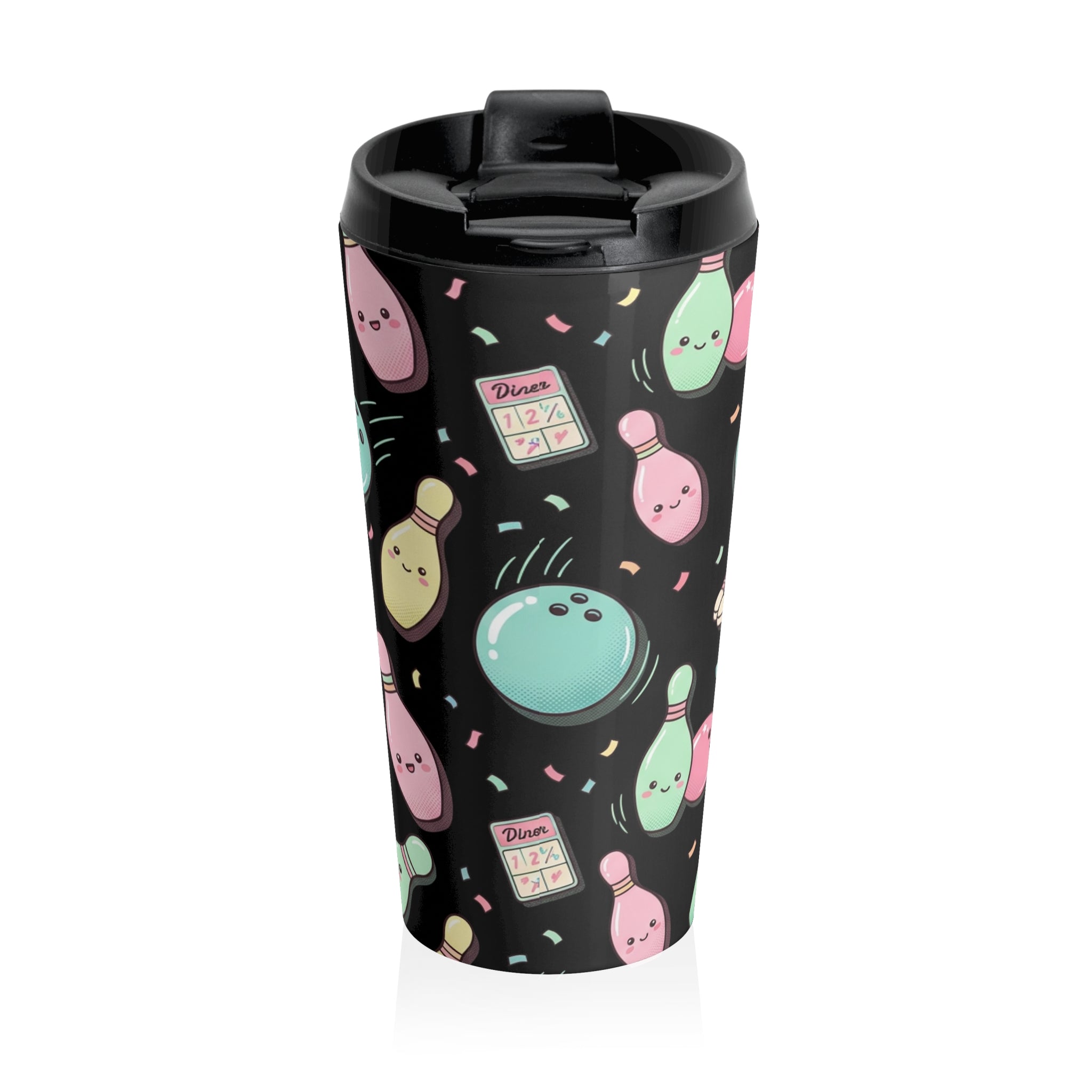 Kawaii Bowling Stainless Steel Travel Mug — Cute Bowlers Coffee Tumbler