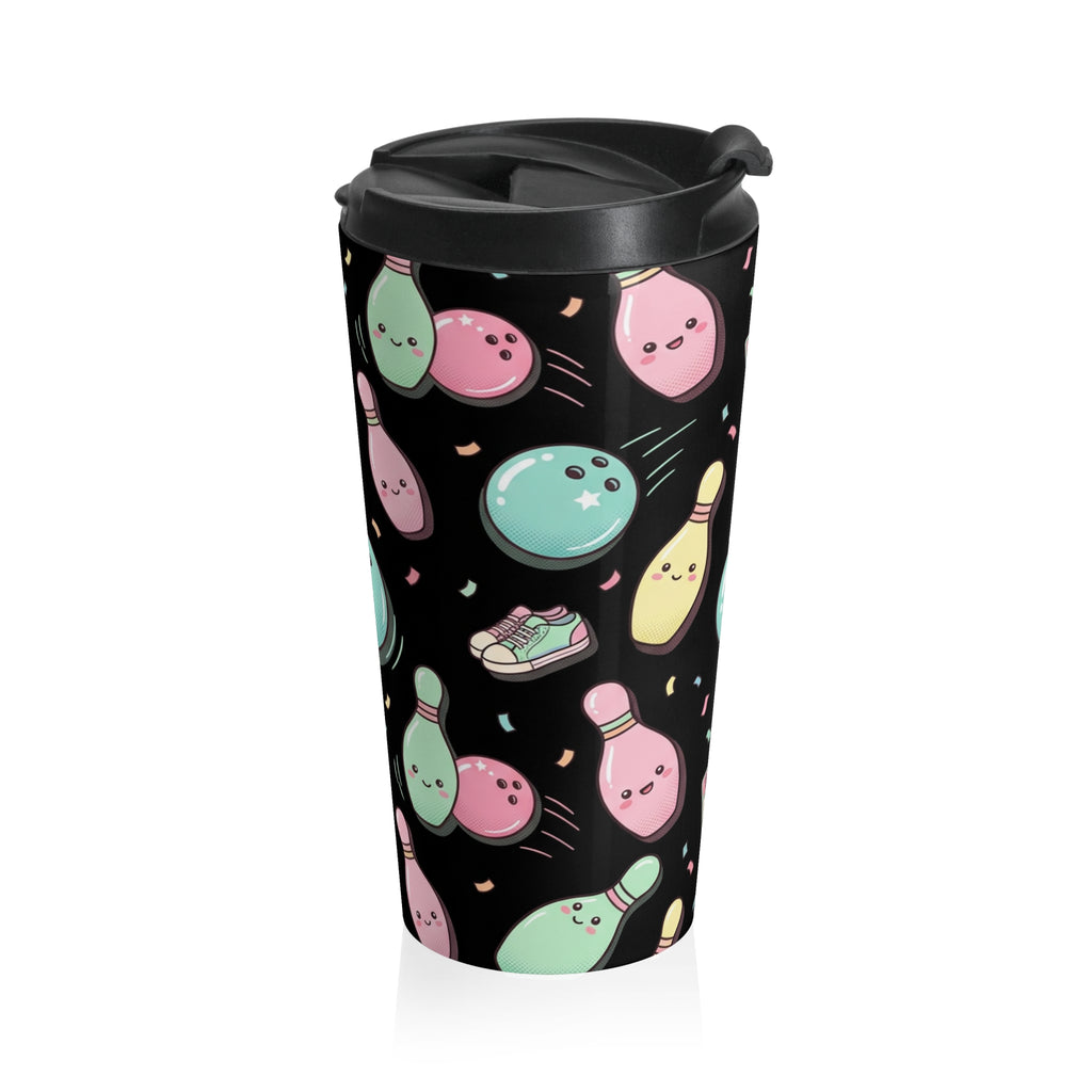 Kawaii Bowling Stainless Steel Travel Mug — Cute Bowlers Coffee Tumbler