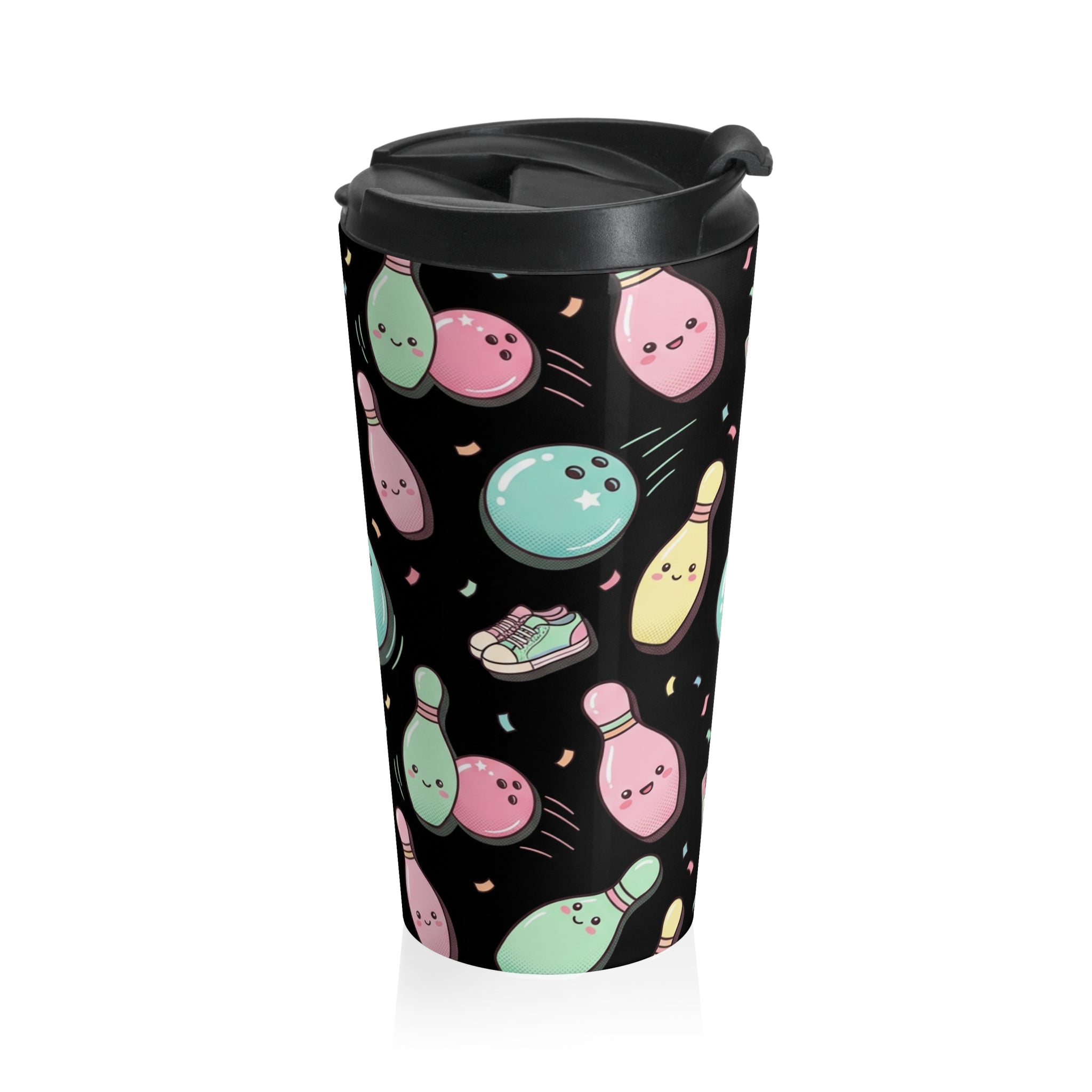 Kawaii Bowling Stainless Steel Travel Mug — Cute Bowlers Coffee Tumbler