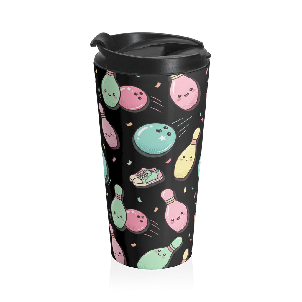 Kawaii Bowling Stainless Steel Travel Mug — Cute Bowlers Coffee Tumbler